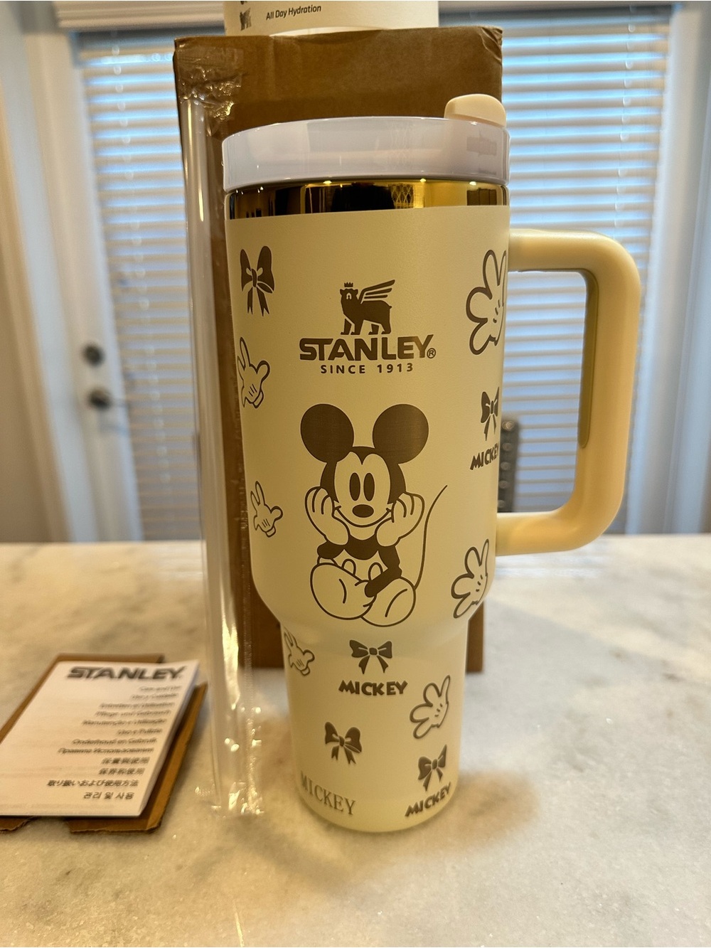 Stanley Disney Mickey Mouse Cream & Gold Limited Edition 40oz Quencher Tumbler